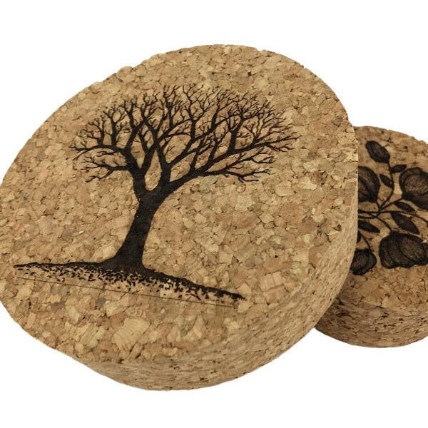 Personalized cork tapered stopper